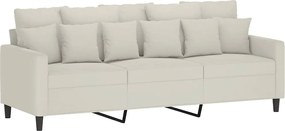 359321 vidaXL 3-местен диван, кремав, 180 см, кадифе