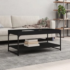 832803 vidaXL Маса за кафе, черна, 100x49x45 см, инженерно дърво
