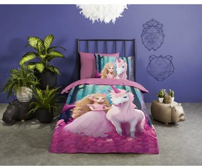 Розово единично удължено детско спално бельо от микрофибър 140x220 cm Julia – Good Morning