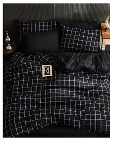 Черно двойно удължено спално бельо с включен долен чаршаф, 4 части 200x220 cm Geometric – Mila Home