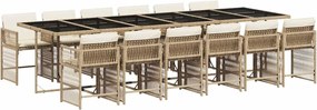 3211666 vidaXL Градински комплект с възглавници, 13 части, бежов полиратан