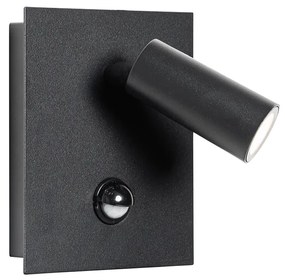 Външна стенна лампа черна с LED IP54 Сензор за движение - Simon