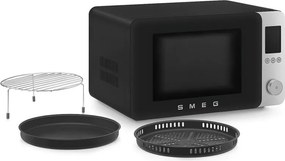 Комбинирана микровълнова фурна с горещ въздух SMEG Collezione MOC02BLMEU, 900W, 27 л, 25 програми, Плавно затваряне, Индивидуални настройки, Черен мат