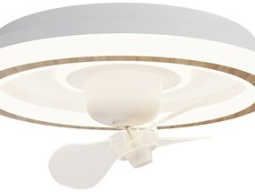 Бяло LED осветително тяло за таван с дистанционно управление и вентилатор Alan Move – SULION