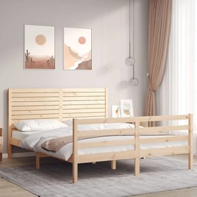 3195031 vidaXL Рамка за легло с табла 5FT King Size масивно дърво