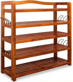 Поставка за обувки от масивна акациева дървесина 75 × 26 × 82 cm