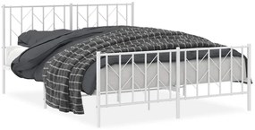 374506 vidaXL Метална рамка за легло с горна и долна табла, бяла, 150x200 см