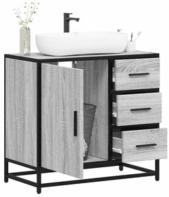 849277 vidaXL Шкаф за мивка в банята Grey Sonoma Инженерна дървесина