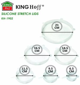 Комплект 6 бр. силиконови капаци Kinghoff KH 1902, -40 до 230°C, Плътно и херметично прилепване, Многократна употреба, Универсални, Прозрачен
