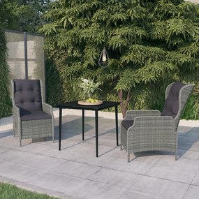 3099661 vidaXL Градински трапезен комплект, 3 части, светлосив