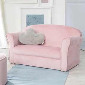 Светлорозов детски диван от кадифе 78 cm Lil Sofa - Roba