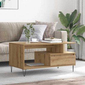 857453 vidaXL Маса за кафе, дъб артизан, 90x49x45 см, инженерно дърво