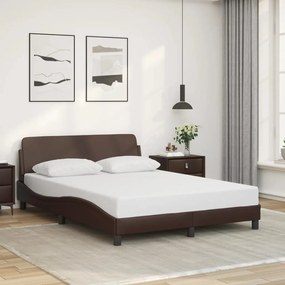 373200 vidaXL Рамка за легло Dover, кафява, 140x200 см, изкуствена кожа