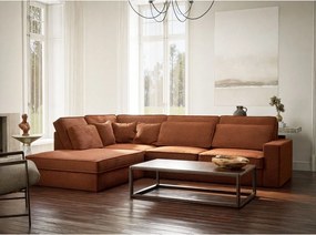 Шенилов ъглов диван в меден цвят (ляв ъгъл/L форма) Kirou – Maison de Rêve