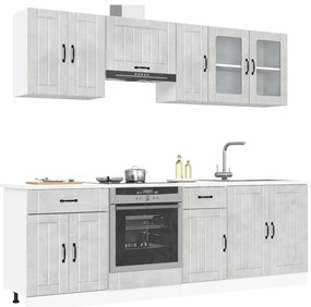 3314835 vidaXL Комплект кухненски шкафове от 8 части "Lucca", бетонно сив, инженерно дърво