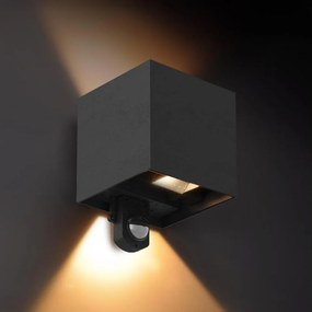 Brilagi - LED външно стенно осветително тяло с сензор CUBE LED/6W/230V черно IP65