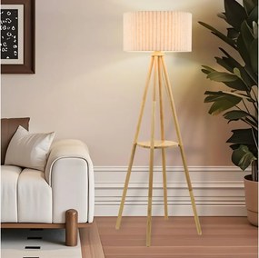 Brilagi - Подова лампа NORDIC WAVE 1xE27/15W/230V дърво/лен