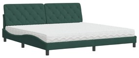 3208679 vidaXL Легло с матрак, тъмнозелено, 200x200 см, кадифе