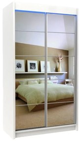 Шкаф с плъзгащи врати и огледало MARISA, бяло, 120x216x61