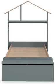 Къща детско легло 90x190 cm от декор от бор с място за съхранение с включена подматрачна рамка в естествен цвят/сиво-зелено Odessa – Marckeric