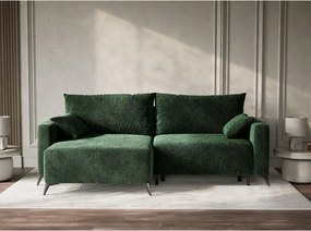 Тъмнозелен шенилов сгъваем/с място за съхранение ъглов диван (ляв ъгъл) Leon – Maison de Rêve