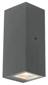 Стенен аплик сив 2-светлина IP44 със сензор за здрач - Baleno