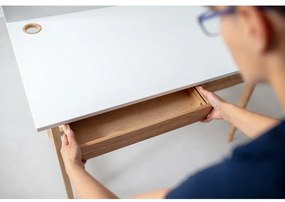 Бяло бюро с основа от ясенова дървесина, дължина 85 cm Luka - Ragaba