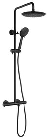 Матово-черен месингов душ комплект с термостатен смесител с душ глава и ръчен душ 131 cm Solaris – Sapho