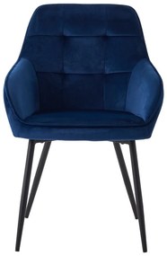 Тъмносини тапицирани трапезни столове в комплект с подлакътници 2 бр. Nolan Square – Unique Furniture