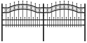 151084 vidaXL Градинска ограда с пики черна 115 см прахово боядисана стомана