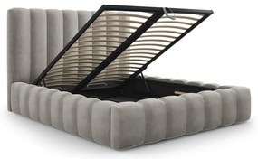 Светлосиво тапицирано двойно легло с място за съхранение 180x200 cm Kelp - Micadoni Home