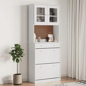3187778 vidaXL Висок шкаф ALTA, бял, 77x35x188 см, борово дърво масив