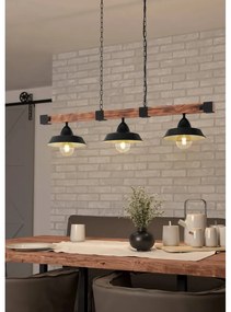 Висящо осветително тяло в черен и естествен цвят с метален абажур OLDBURY – EGLO