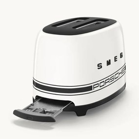 Тостер за хляб SMEG 50's Style Porsche TSF01PCWEU, 950W, 2 филии, 6 нива, Тавичка за трохи, Вграден кабел, Неръждаема стомана, Бял