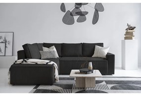 Антрацитен разтегателен ъглов диван от рипсено кадифе (ляв ъгъл) Brave Dave – Miuform