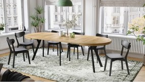 ЕКСПАНСО Дъб Крафт Злато/черни крака - ГОЛЯМА КРЪГЛА МАСА Ø110 РАЗТЕГАТЕЛНА ДО 310 cm С КРАКА Y ЛОФТ/ИНДУСТРИАЛНА