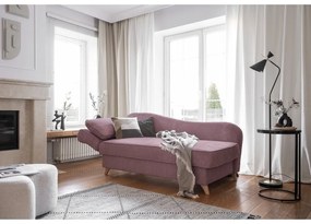 Сиво-розов шезлонг от рипсено кадифе (ляв ъгъл) Chic Charlotte – Miuform