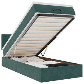 3312731 vidaXL Османска легло с матрак и LED, тъмнозелено, 80x200 см, кадифе