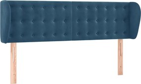 3117630 vidaXL Горна табла за легло с уши, тъмносиня, 147x23x78/88 см, кадифе