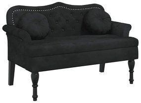 372145 vidaXL Пейка с възглавници, черна, 120,5x65x75 см, кадифе