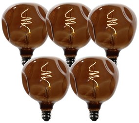 Комплект от 5 димируеми LED крушки E27 T125 кафяви 4W 120 lm 1800K