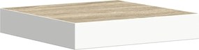 326567 vidaXL Окачен стенен рафт, дъб и бял, 23x23,5x3,8 см, МДФ