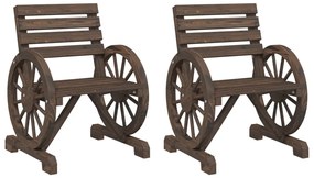 365102 vidaXL Градински столове, 2 бр, 58x58x78,5 см, масивно чамово дърво