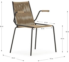 Бежови метални трапезни столове в комплект с подлакътници/за подреждане 2 бр. Emily – Marckeric