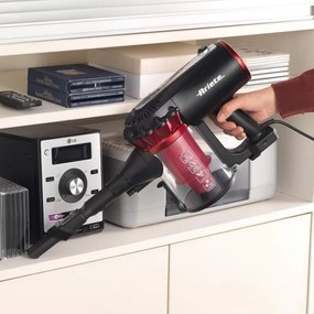 Разопакован: Вертикална прахосмукачка Ariete HANDY FORCE 2759, 600W, 0.5 л, Моторизирана четка, LED, HEPA, Черен/червен