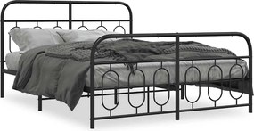 377136 vidaXL Метална рамка за легло с горна и долна табла, черна, 140x200 см