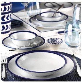Комплект за хранене 24 части бял/син/порцелан