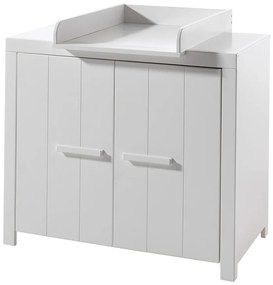 Бял нисък детски скрин от масивен бор с маса за преповиване 100x96 cm ERIK – Vipack