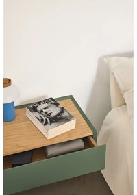 Черно висящо нощно шкафче с дъбов плот Arista – Teulat