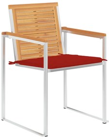 3078614 vidaXL Градински столове, 8 бр, с възглавници, тиково дърво масив
